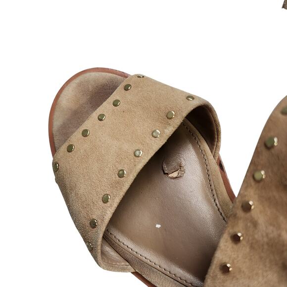 Vince Camuto Womens Marsa Platform Wedge Sandals Size 7.5 Tortilla Suede Studded - Picture 7 of 12